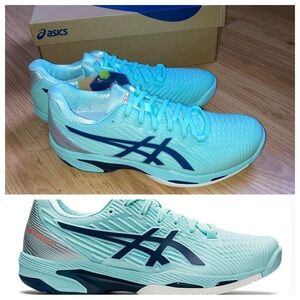 NWT ASICS Tennis Solution Speed FF 2 Womens Clear Blue Light Indigo sz 10 1/2